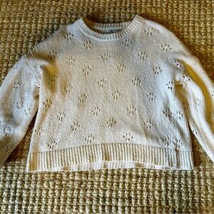 Cream and white sweater, Madewell size M. Small stain on front